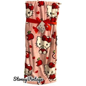 Hello Kitty Pink Oversized Blanket with Apples